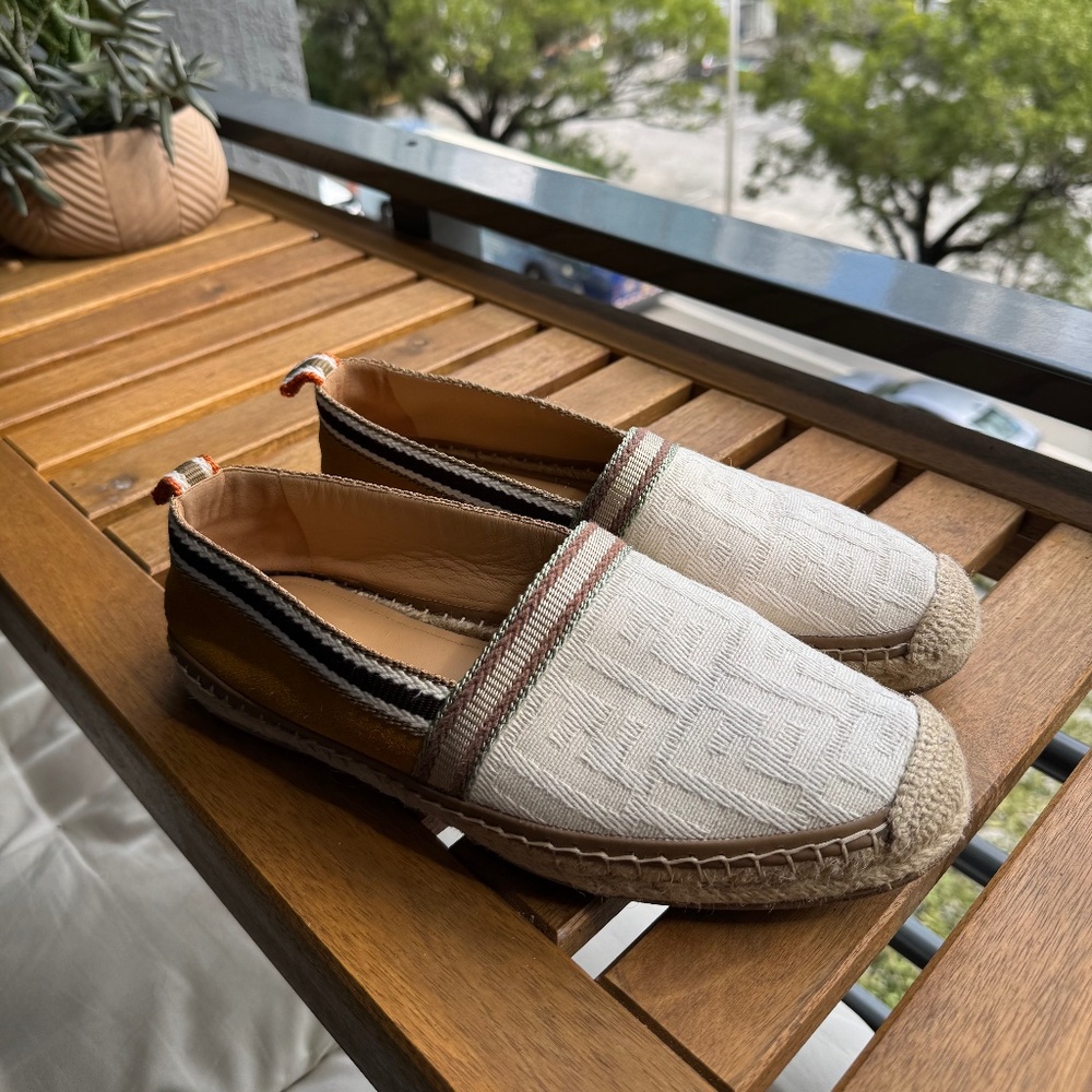 Fendi White and Yellow Canvas Espadrilles